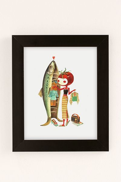 Vikki Zhang Vikki Zhang Miss Tomato And Sardine Wardrobe Art Print in Black Matte Frame at Urban Outfitters