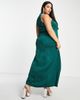 Vila Curve Vila Curve Bridesmaid satin halterneck maxi dress in deep green - 2