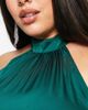 Vila Curve Vila Curve Bridesmaid satin halterneck maxi dress in deep green - 3
