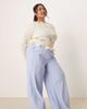 Vila Curve VILA Curve high rise wide leg striped dad pants with turn-up cuff in blue - 1
