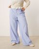 Vila Curve VILA Curve high rise wide leg striped dad pants with turn-up cuff in blue - 2