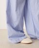 Vila Curve VILA Curve high rise wide leg striped dad pants with turn-up cuff in blue - 3
