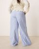 Vila Curve VILA Curve high rise wide leg striped dad pants with turn-up cuff in blue - 4