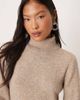 Vila Petite VILA Petite balloon sleeve knit mini dress in heathered natural-pink - 3