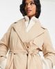 Vila Petite Vila Petite double breasted belted trench coat in beige-Neutral - 3