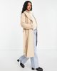 Vila Petite Vila Petite double breasted belted trench coat in beige-Neutral - 4