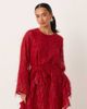 Vila Petite VILA Petite fluffy textured tie waist mini dress in red - 1