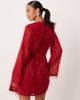 Vila Petite VILA Petite fluffy textured tie waist mini dress in red - 3
