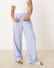 Vila Petite VILA Petite high rise wide leg striped dad pants with turn up cuff in blue - 2