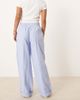 Vila Petite VILA Petite high rise wide leg striped dad pants with turn up cuff in blue - 3