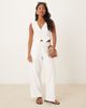 Vila Petite Vila Petite linen touch cropped tailored vest in white - part of a set - 2