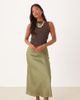 Vila Petite VILA Petite satin maxi skirt in oil green - 1