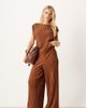 Vila Petite Vila Petite wide leg plisse pants in bronze - part of a set-Brown - 1