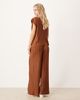 Vila Petite Vila Petite wide leg plisse pants in bronze - part of a set-Brown - 3