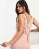 Vila Vila Bridesmaid wrap front midi dress with tie detail in pink - 3