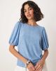 Vila VILA broderie T-shirt with puff sleeve detail in blissful blue - 1
