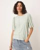 Vila VILA broderie T-shirt with puff sleeve detail in silt green - 1