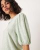 Vila VILA broderie T-shirt with puff sleeve detail in silt green - 3