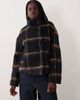 Vila Vila brushed wool-feel short funnel neck jacket in navy and brown check - 2