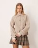 Vila VILA button front short lightweight jacket in natural melange-Neutral - 1