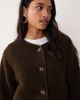 Vila VILA button front teddy jacket in chocolate brown - 1
