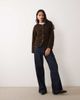 Vila VILA button front teddy jacket in chocolate brown - 2