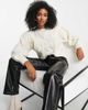Vila Vila cable knit sweater with frill detail in cream-White - 1