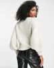 Vila Vila cable knit sweater with frill detail in cream-White - 2