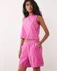 Vila VILA cotton scallop trim shorts in bright pink - part of a set - 1