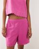 Vila VILA cotton scallop trim shorts in bright pink - part of a set - 3