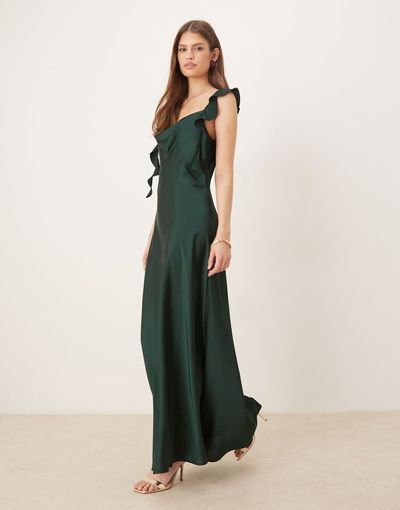 vila green dress Jewel tone