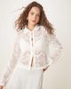 Vila VILA crochet polo neck button front top in cream-Black - 1