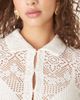 Vila VILA crochet polo neck button front top in cream-Black - 2