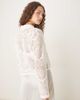 Vila VILA crochet polo neck button front top in cream-Black - 3