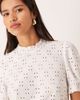 Vila Vila eyelet jersey t-shirt in white - 3