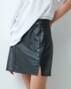 Vila Vila faux leather notch detail mini skirt in black - 4