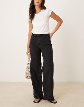 Vila Vila Freya high waist wide leg jeans in black