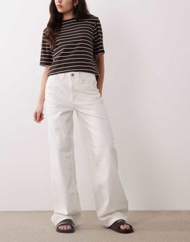 Vila VILA Freya high waist wide leg jeans in white