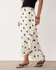 Vila VILA frill trim satin maxi skirt in cream and black polka dot print-White - 1