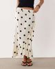 Vila VILA frill trim satin maxi skirt in cream and black polka dot print-White - 4