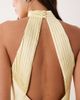 Vila VILA halterneck backless satin maxi dress in pastel yellow - 3