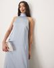 Vila VILA halterneck maxi dress with tie neck in pastel blue - 2