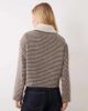 Vila Vila herringbone short button front jacket with fur collar in brown - 3