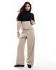 Vila Vila high neck color block sweater in black and neutral - 2