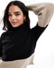 Vila Vila high neck color block sweater in black and neutral - 3