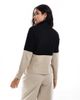 Vila Vila high neck color block sweater in black and neutral - 4