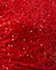 Vila Vila high neck sleeveless velour sequin mini dress with ruching in red - 2