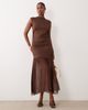 Vila VILA high neck slinky maxi dress in chocolate brown - 1