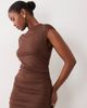 Vila VILA high neck slinky maxi dress in chocolate brown - 2