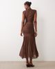 Vila VILA high neck slinky maxi dress in chocolate brown - 3